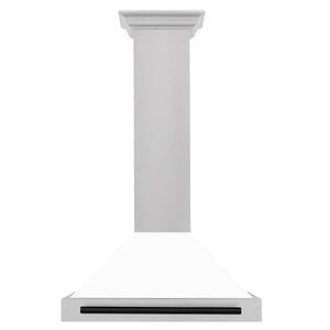 ZLINE 30" Autograph Edition Fingerprint Resistant Stainless Steel Range Hood with White Matte Shell and Matte Black Handle (KB4SNZ-WM30-MB)