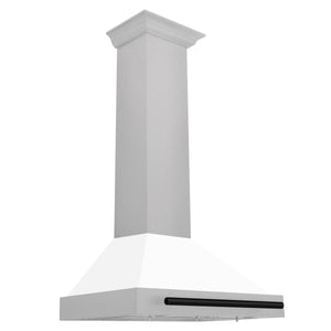 ZLINE 30" Autograph Edition Fingerprint Resistant Stainless Steel Range Hood with White Matte Shell and Gold Handle (KB4SNZ-WM30-G)