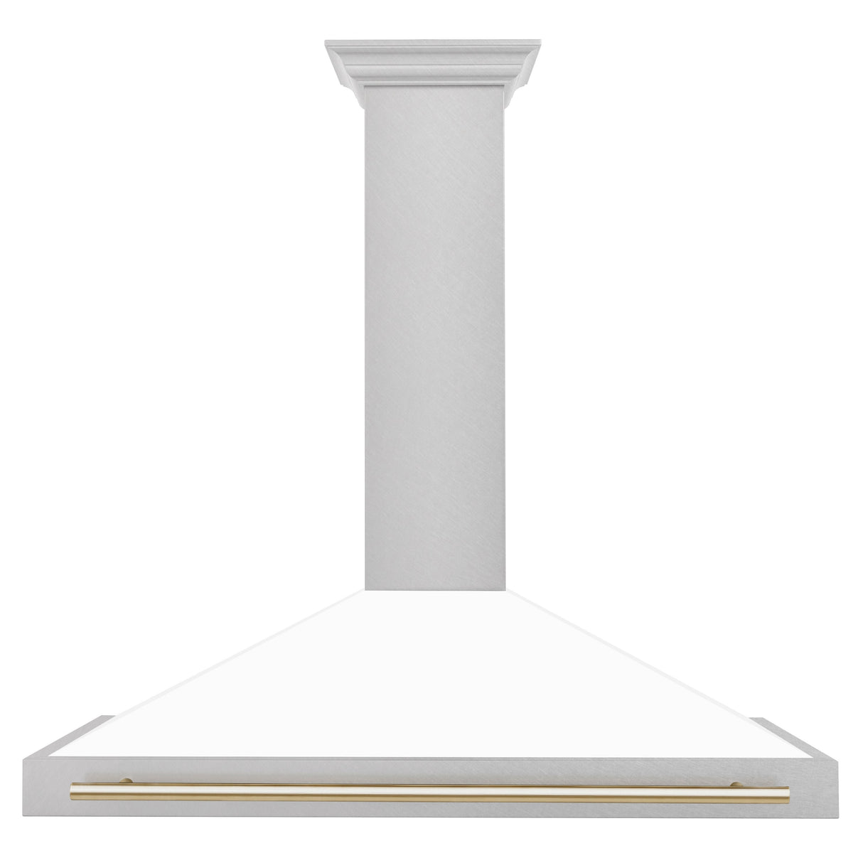 ZLINE 48" Autograph Edition Fingerprint Resistant Stainless Steel Range Hood with White Matte Shell and Gold Handle (KB4SNZ-WM48-G)