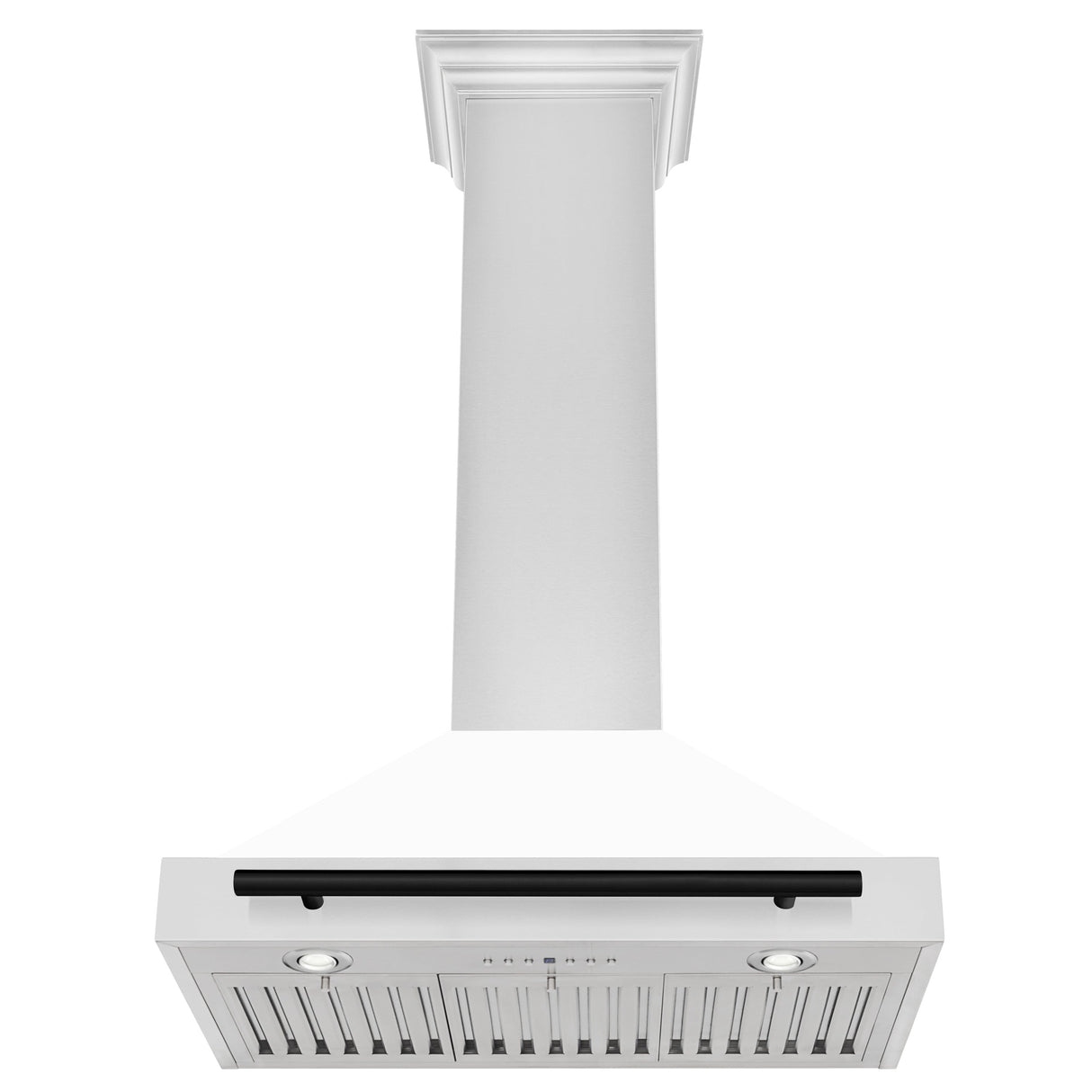 ZLINE 30" Autograph Edition Stainless Steel Range Hood with White Matte Shell and Matte Black Accents (KB4STZ-WM30-MB)