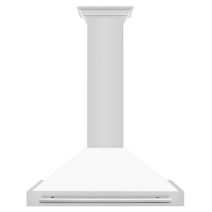 ZLINE 48" Stainless Steel Range Hood with White Matte Shell and Stainless Steel Handle (KB4STX-WM-48)