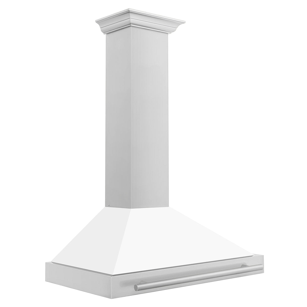 ZLINE 48" Stainless Steel Range Hood with White Matte Shell and Stainless Steel Handle (KB4STX-WM-48)