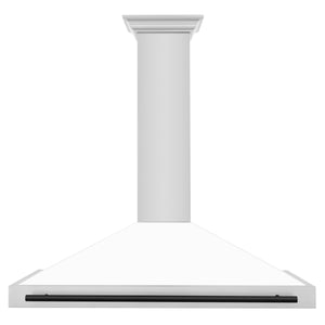 ZLINE 48" Autograph Edition Stainless Steel Range Hood with White Matte Shell and Gold Accents (KB4STZ-WM48-G)