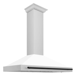 ZLINE 48" Autograph Edition Stainless Steel Range Hood with White Matte Shell and Gold Accents (KB4STZ-WM48-G)