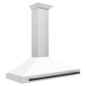 ZLINE 48" Autograph Edition Stainless Steel Range Hood with White Matte Shell and Matte Black Accents (KB4STZ-WM48-MB)