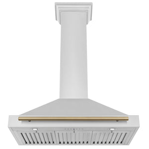 ZLINE 36" Autograph Edition Stainless Steel Range Hood with Stainless Steel Shell and Gold Accents (KB4STZ-36-G)