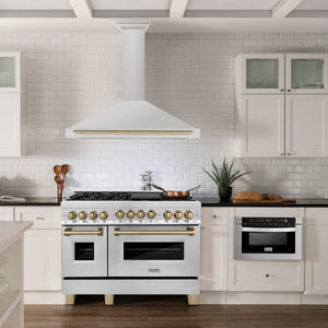 ZLINE 48" Autograph Edition Stainless Steel Range Hood with Stainless Steel Shell and Gold Accents (KB4STZ-48-G)