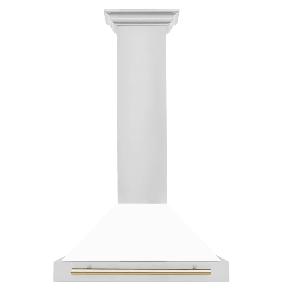 ZLINE 30" Autograph Edition Stainless Steel Range Hood with White Matte Shell and Gold Accents (KB4STZ-WM30-G)