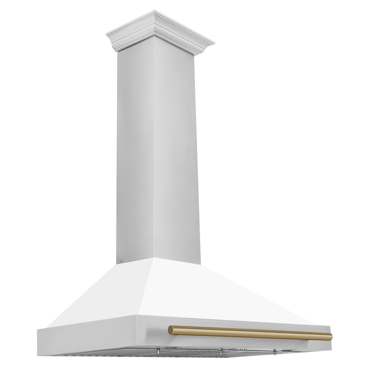 ZLINE 36" Autograph Edition Stainless Steel Range Hood with White Matte Shell and Champagne Bronze Accents (KB4STZ-WM36-CB)