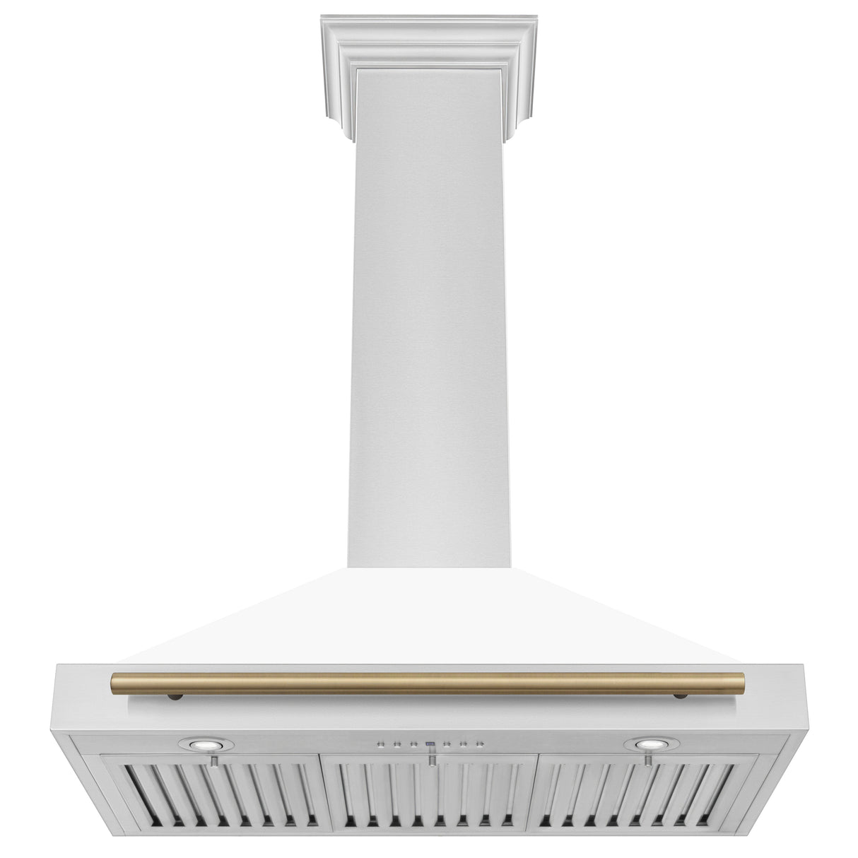 ZLINE 36" Autograph Edition Stainless Steel Range Hood with White Matte Shell and Champagne Bronze Accents (KB4STZ-WM36-CB)