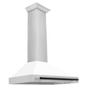 ZLINE 36" Autograph Edition Stainless Steel Range Hood with White Matte Shell and Champagne Bronze Accents (KB4STZ-WM36-CB)