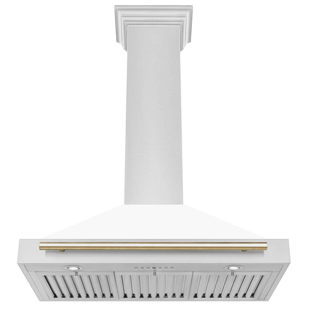 ZLINE 36" Autograph Edition Stainless Steel Range Hood with White Matte Shell and Champagne Bronze Accents (KB4STZ-WM36-CB)