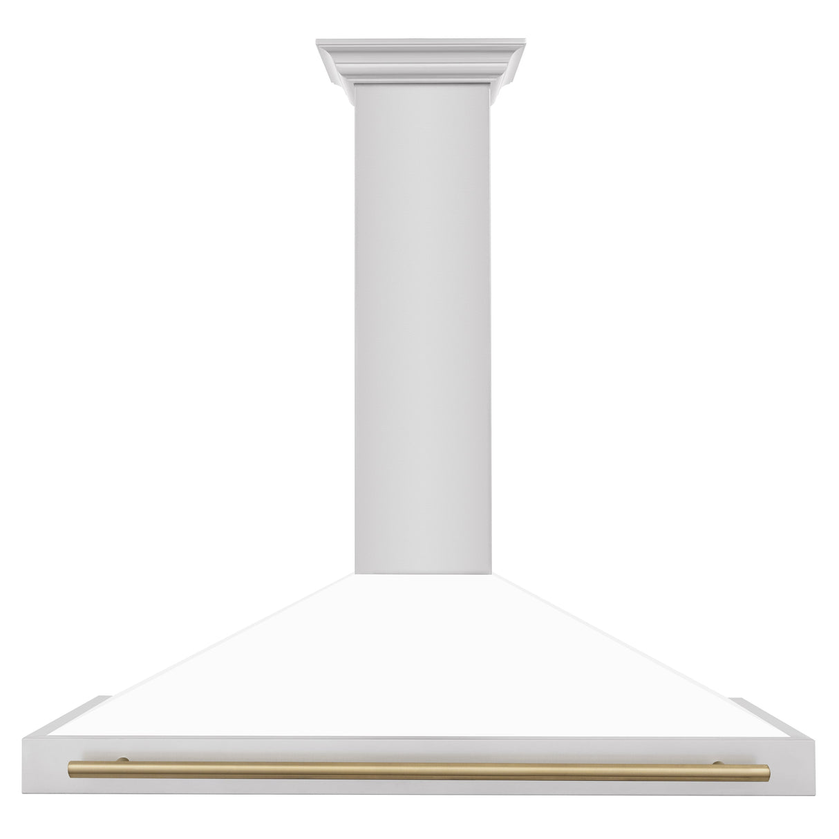 ZLINE 48" Autograph Edition Stainless Steel Range Hood with White Matte Shell and Champagne Bronze Accents (KB4STZ-WM48-CB)