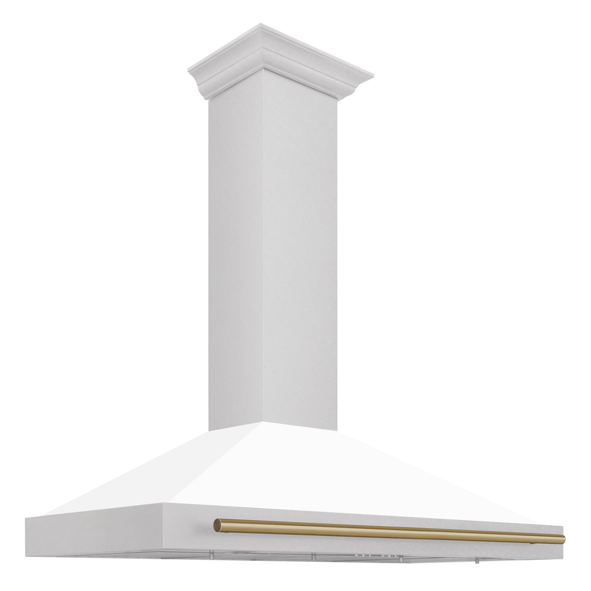 ZLINE 48" Autograph Edition Fingerprint Resistant Stainless Steel Range Hood with White Matte Shell and Gold Handle (KB4SNZ-WM48-G)