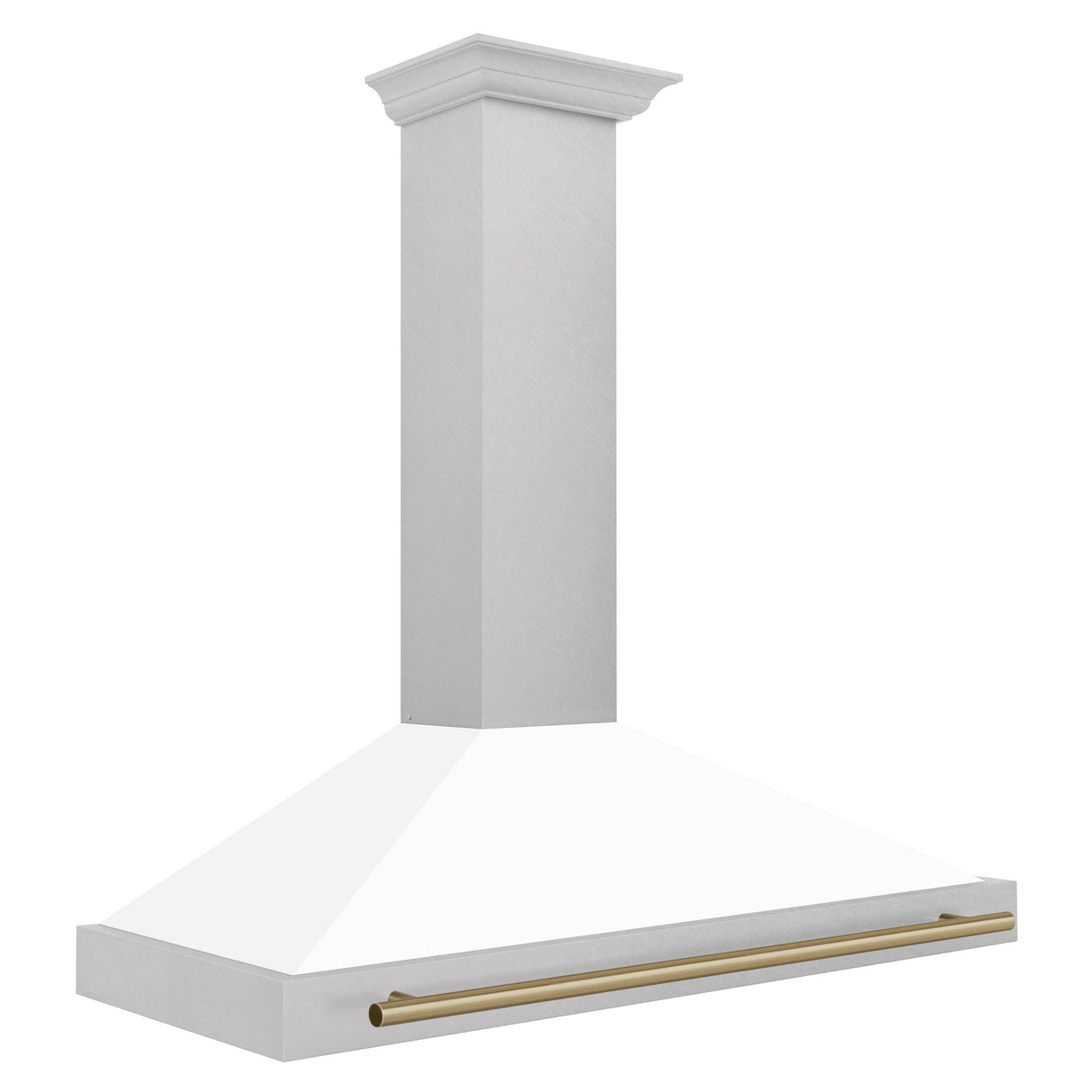 ZLINE 48" Autograph Edition Fingerprint Resistant Stainless Steel Range Hood with White Matte Shell and Gold Handle (KB4SNZ-WM48-G)