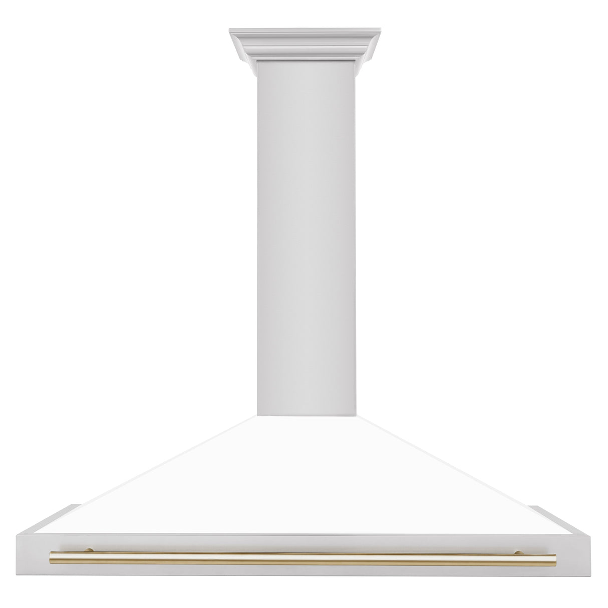 ZLINE 48" Autograph Edition Stainless Steel Range Hood with White Matte Shell and Gold Accents (KB4STZ-WM48-G)