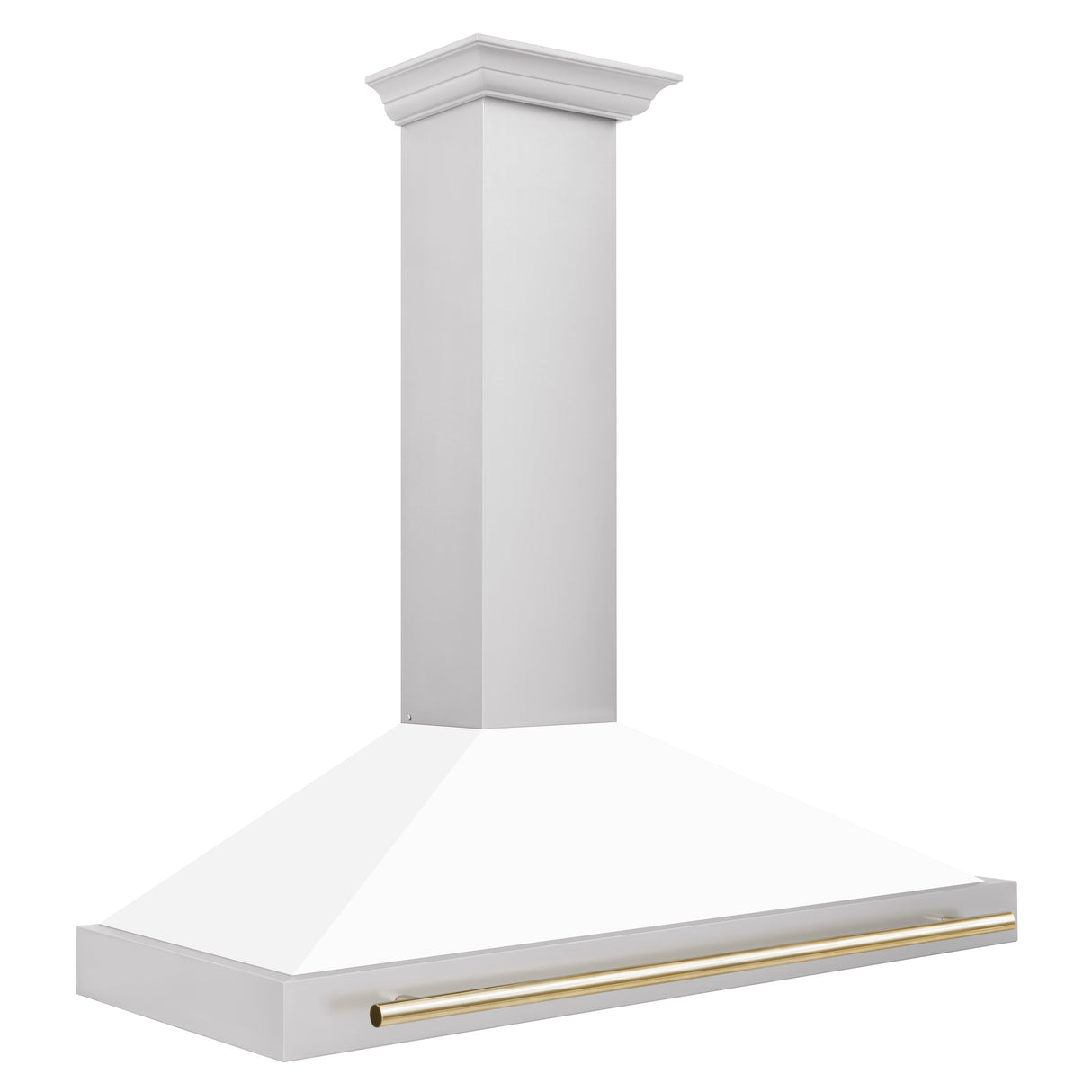 ZLINE 48" Autograph Edition Stainless Steel Range Hood with White Matte Shell and Gold Accents (KB4STZ-WM48-G)