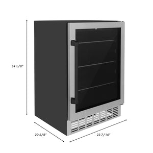 ZLINE 24" Monument Autograph Edition 154 Can Beverage Fridge in Stainless Steel with Matte Black Accents (RBVZ-US-24-MB)