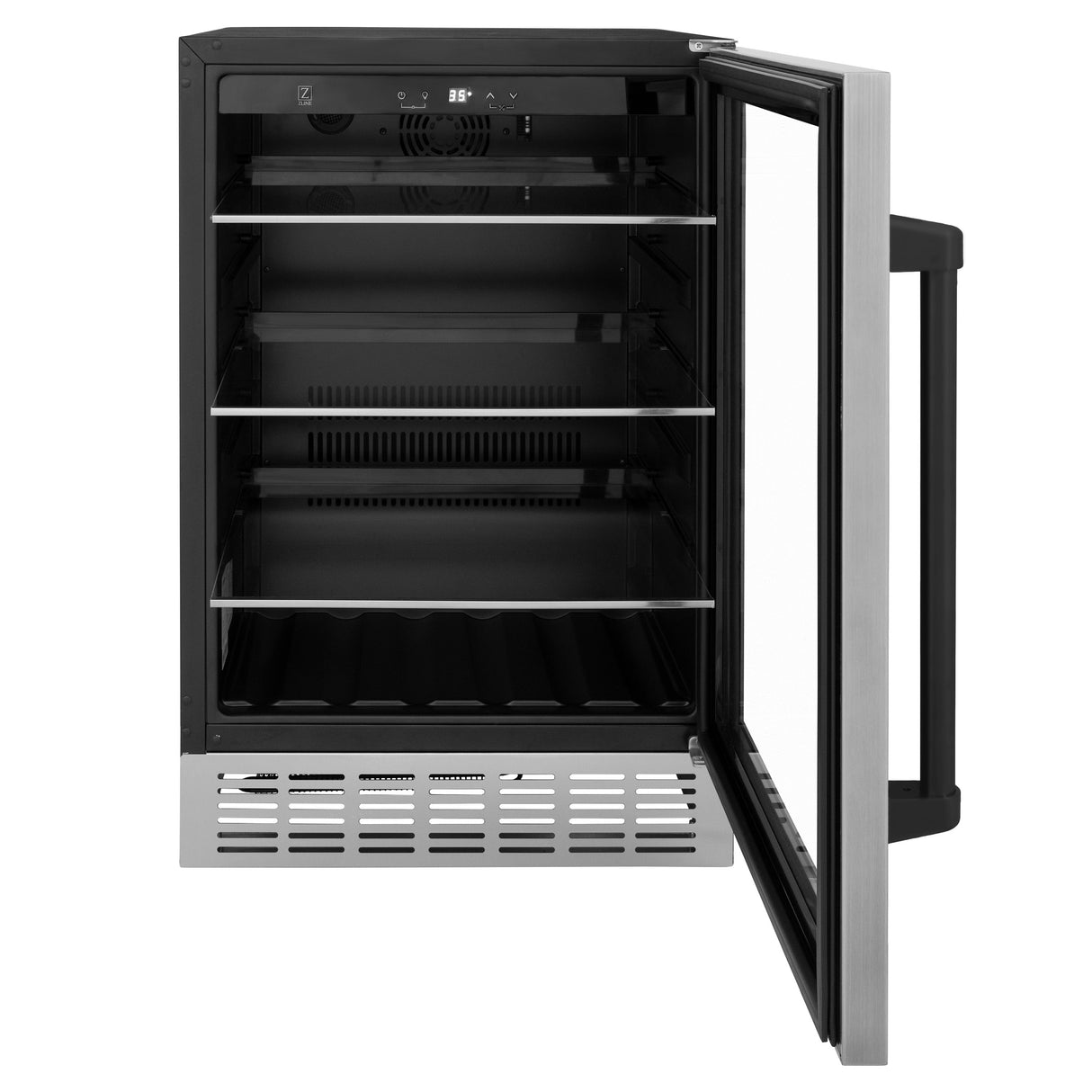 ZLINE 24" Monument Autograph Edition 154 Can Beverage Fridge in Stainless Steel with Matte Black Accents (RBVZ-US-24-MB)