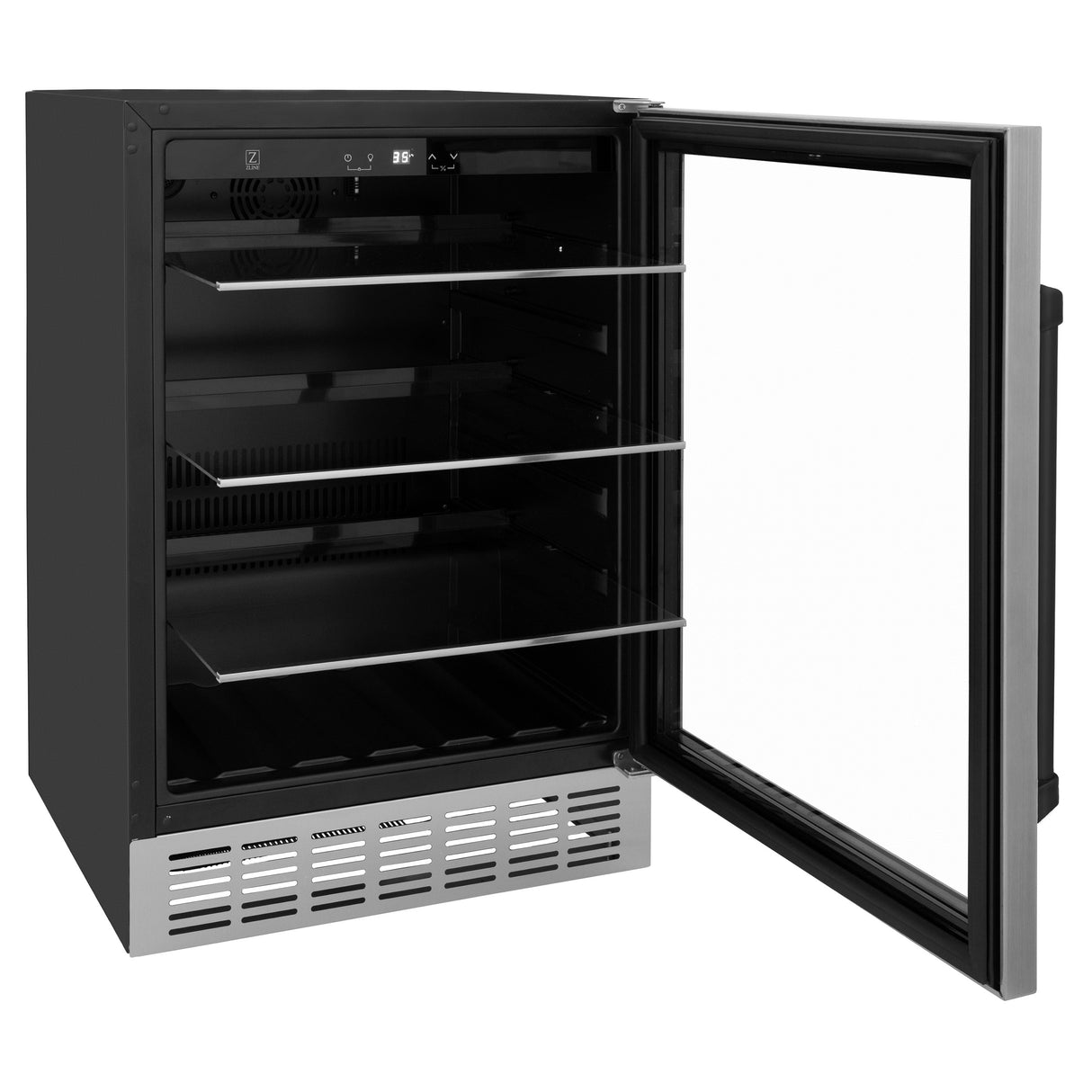 ZLINE 24" Monument Autograph Edition 154 Can Beverage Fridge in Stainless Steel with Matte Black Accents (RBVZ-US-24-MB)