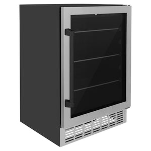 ZLINE 24" Monument Autograph Edition 154 Can Beverage Fridge in Stainless Steel with Matte Black Accents (RBVZ-US-24-MB)