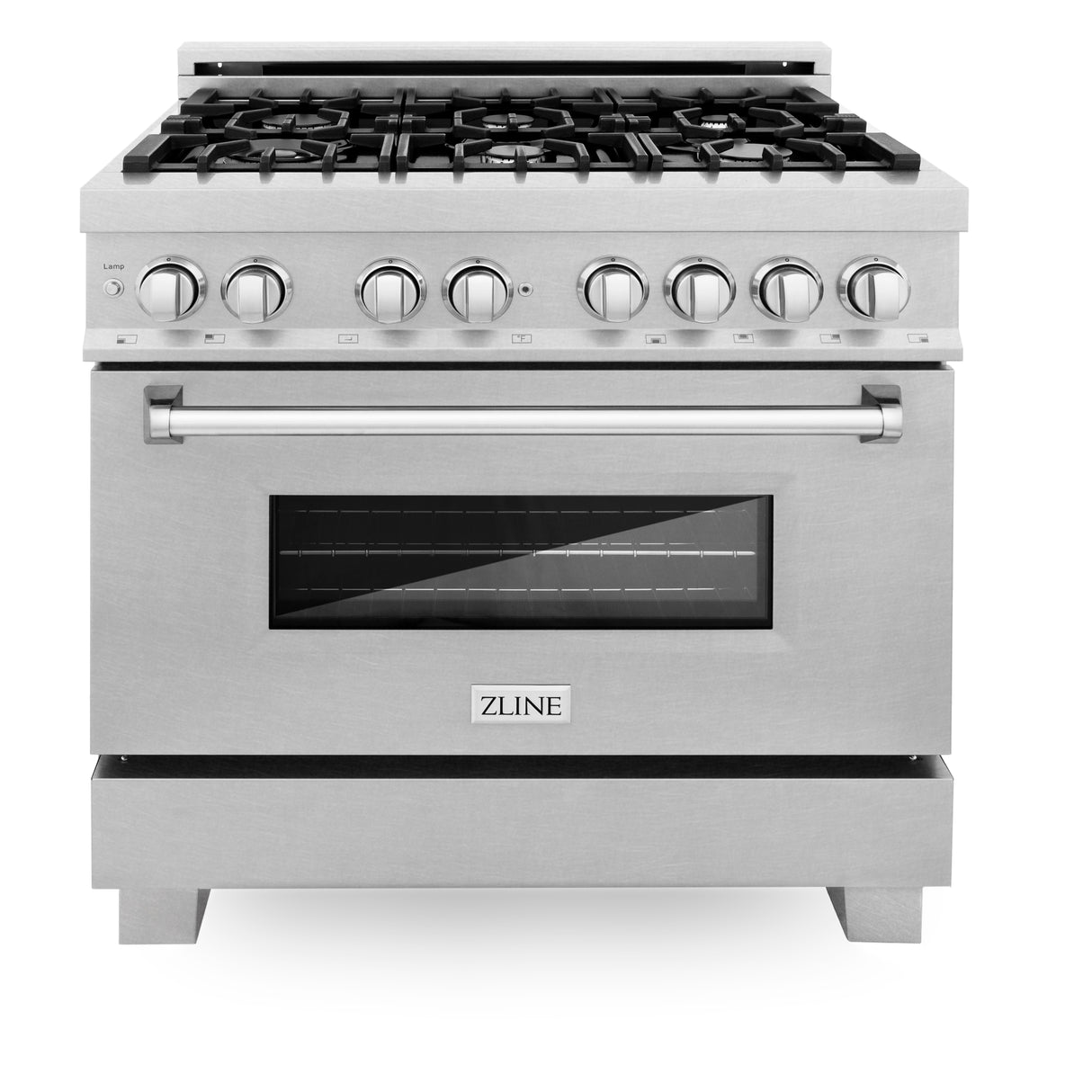 ZLINE 36" 4.6 cu ft Dual Fuel Range with Gas Stove and Electric Oven in in Fingerprint Resistant Stainless Steel (RAS-SN-36)