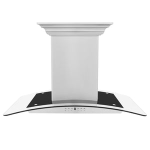 ZLINE 30" CrownSound Ducted Vent Island Mount Range Hood in Stainless Steel with Built-in Bluetooth Speakers (GL5iCRN-BT-30)