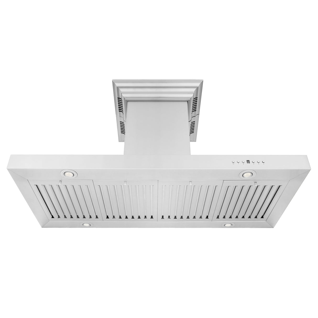 ZLINE 48" CrownSound Ducted Vent Island Mount Range Hood in Stainless Steel with Built-in Bluetooth Speakers (KE2iCRN-BT-48)