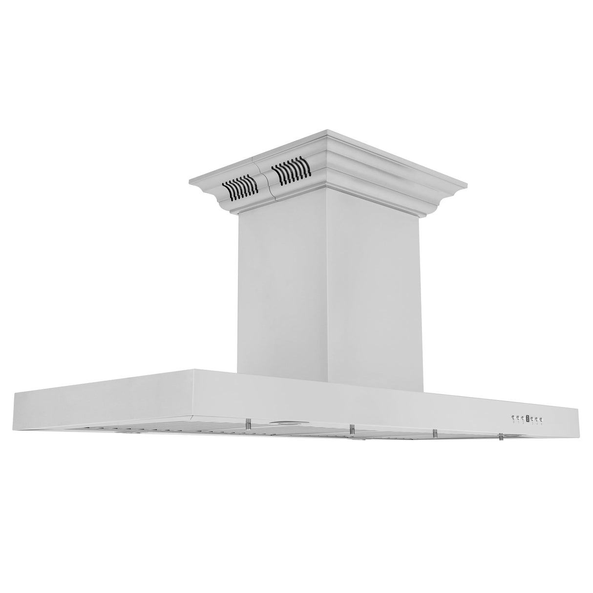 ZLINE 48" CrownSound Ducted Vent Island Mount Range Hood in Stainless Steel with Built-in Bluetooth Speakers (KE2iCRN-BT-48)