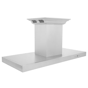 ZLINE 48" CrownSound Ducted Vent Island Mount Range Hood in Stainless Steel with Built-in Bluetooth Speakers (KE2iCRN-BT-48)