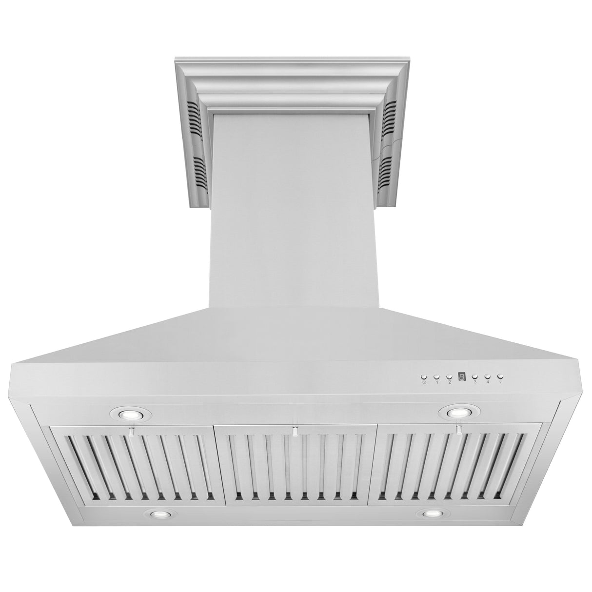 ZLINE 48" CrownSound Ducted Vent Island Mount Range Hood in Stainless Steel with Built-in Bluetooth Speakers (KL3iCRN-BT-48)