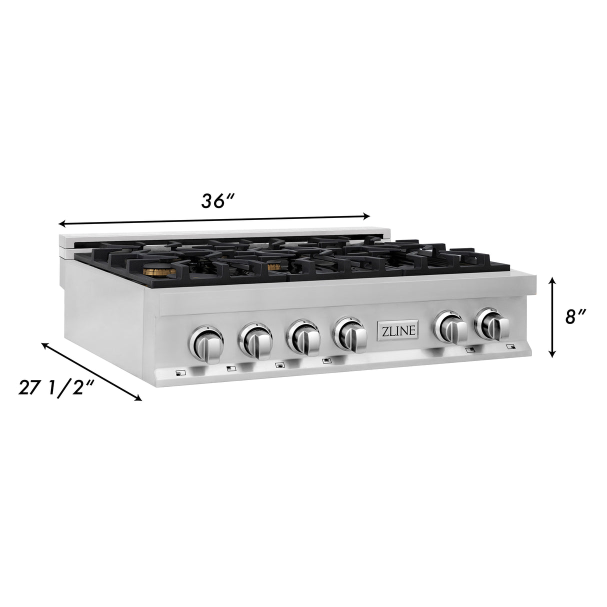 ZLINE 36" Porcelain Gas Stovetop with 6 Gas Brass Burners (RT-BR-36)