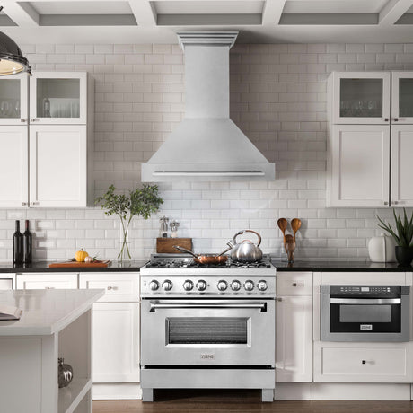 ZLINE 36" Fingerprint Resistant Stainless Steel Range Hood with White Matte Shell (8654SNX-WM-36)