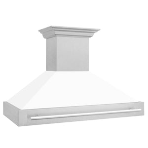 ZLINE 48" Fingerprint Resistant Stainless Steel Range Hood with White Matte Shell (8654SNX-WM-48)