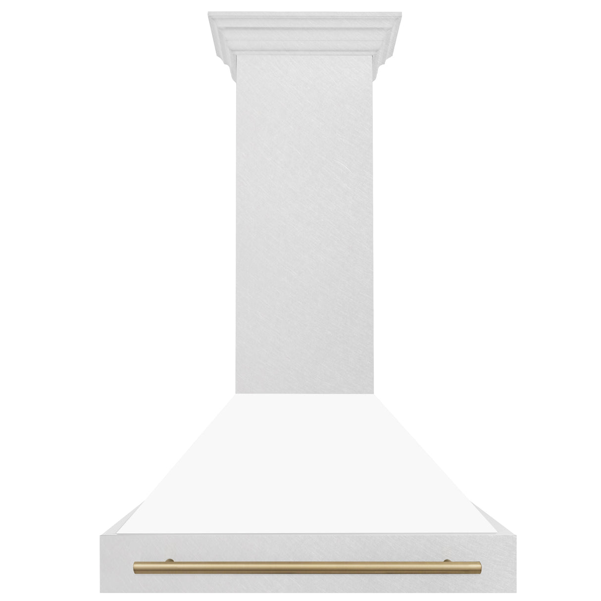 ZLINE 36" Autograph Edition Fingerprint Resistant Stainless Steel Range Hood with White Matte Shell and Champagne Bronze Handle (8654SNZ-WM36-CB)