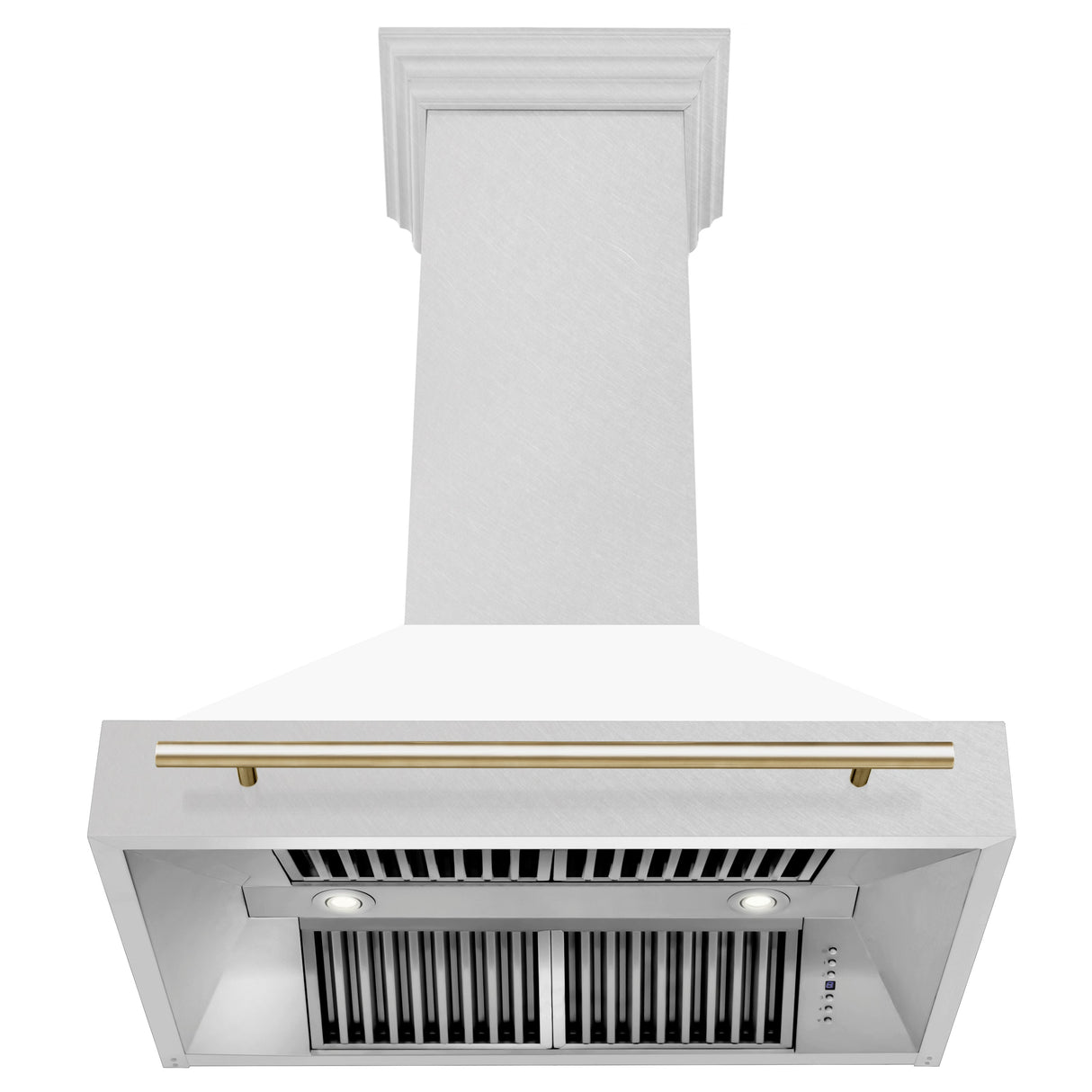 ZLINE 36" Autograph Edition Fingerprint Resistant Stainless Steel Range Hood with White Matte Shell and Matte Black Handle (8654SNZ-WM36-MB)