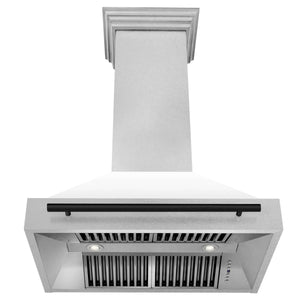 ZLINE 36" Autograph Edition Fingerprint Resistant Stainless Steel Range Hood with White Matte Shell and Gold Handle (8654SNZ-WM36-G)