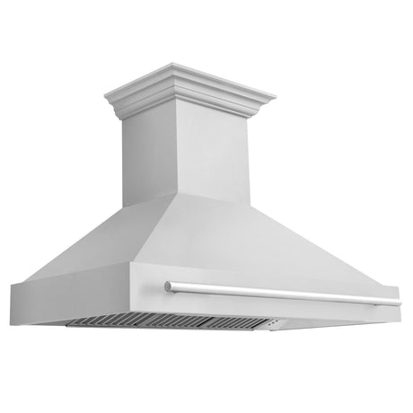 ZLINE 48" Stainless Steel Range Hood with White Matte Shell and Stainless Steel Handle (8654STX-WM-48)