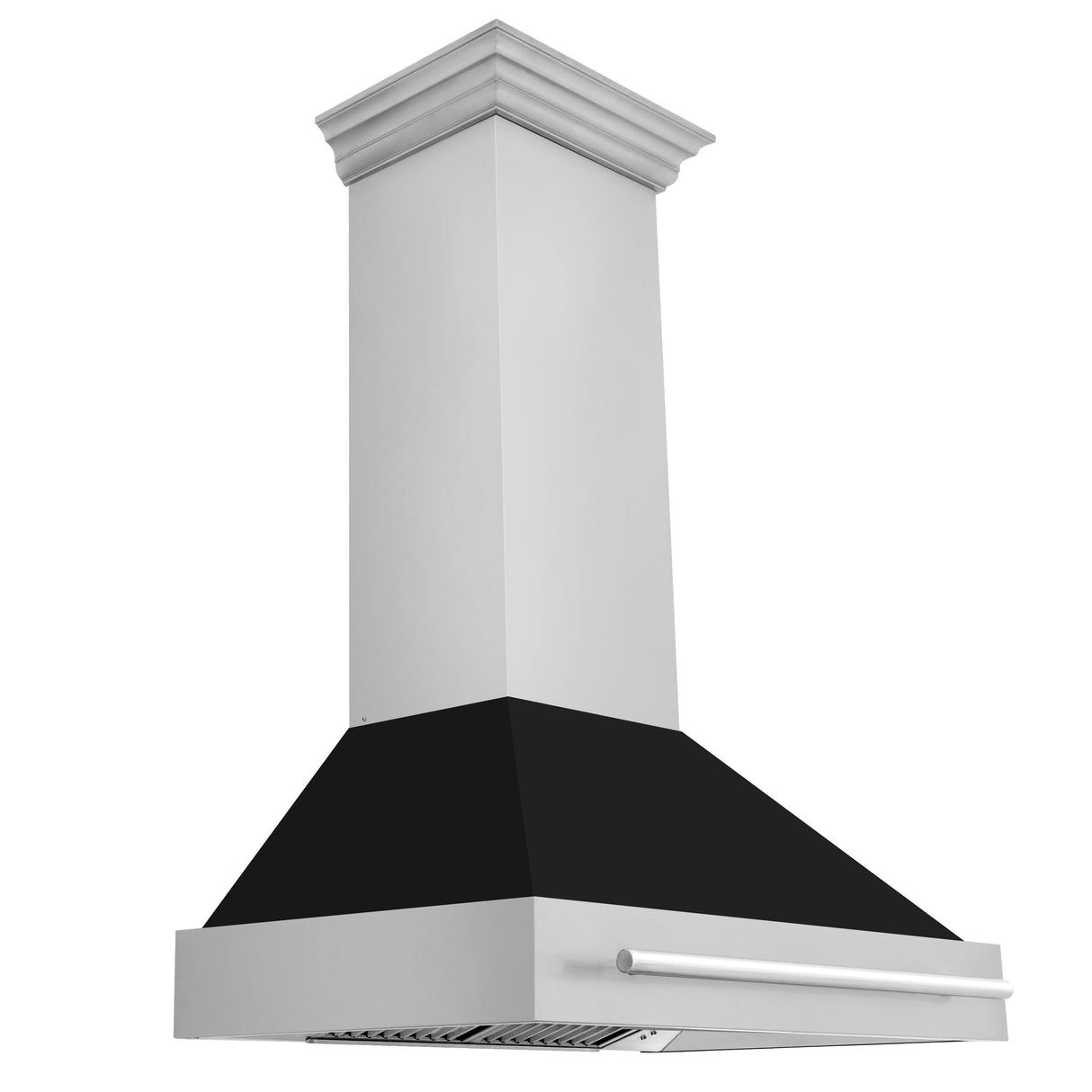 ZLINE 36" Stainless Steel Range Hood with Black Matte Shell and Stainless Steel Handle (8654STX-BLM-36)