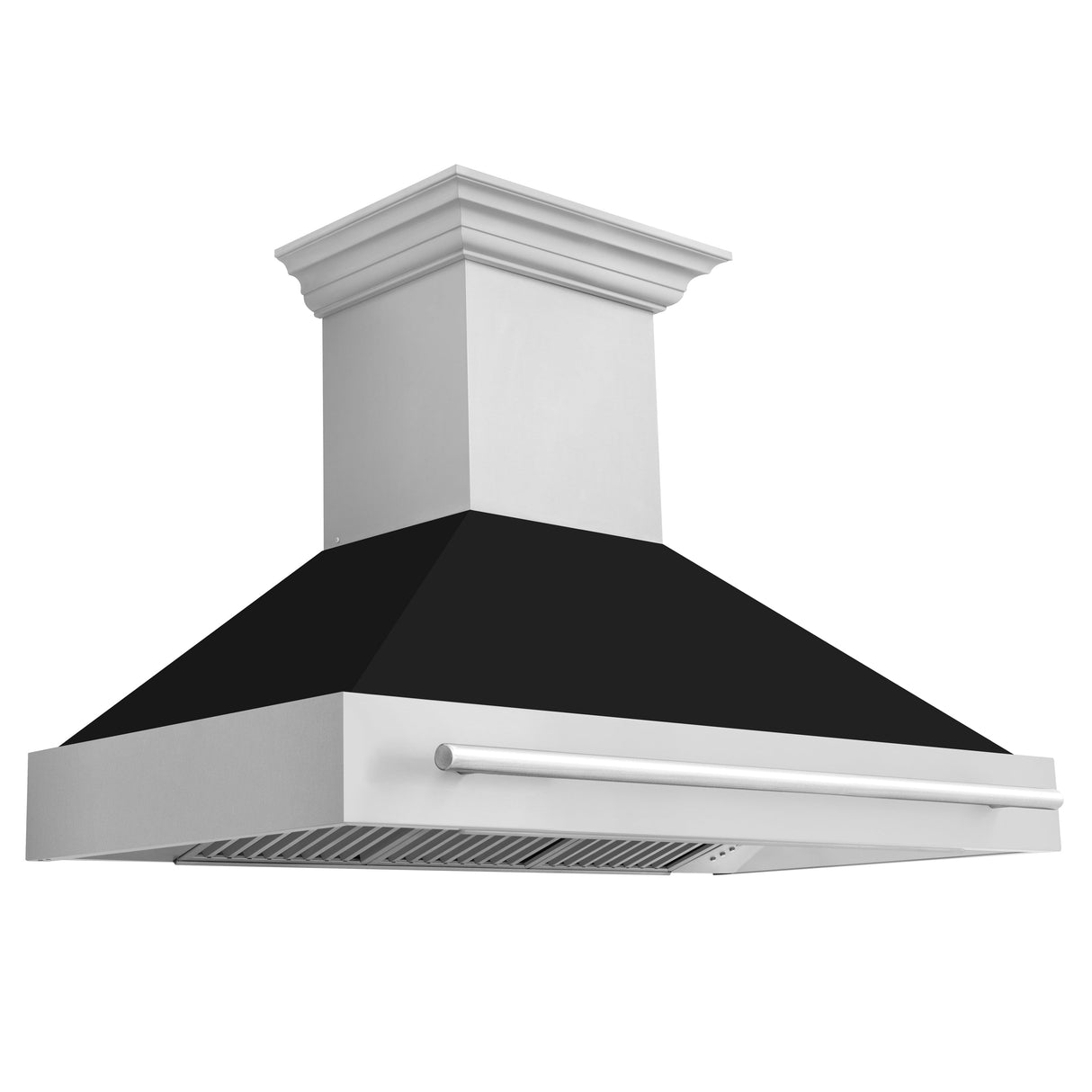 ZLINE 48" Stainless Steel Range Hood with White Matte Shell and Stainless Steel Handle (8654STX-WM-48)