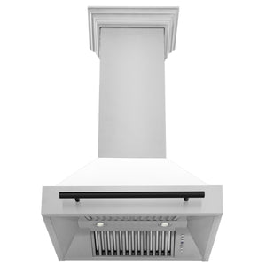 ZLINE 30" Autograph Edition Stainless Steel Range Hood with White Matte Shell and Champagne Bronze Handle (8654STZ-WM30-CB)