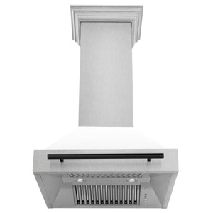 ZLINE 30" Autograph Edition Fingerprint Resistant Stainless Steel Range Hood with White Matte Shell and Matte Black Handle (8654SNZ-WM30-MB)