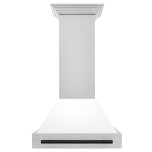 ZLINE 30" Autograph Edition Stainless Steel Range Hood with White Matte Shell and Champagne Bronze Handle (8654STZ-WM30-CB)