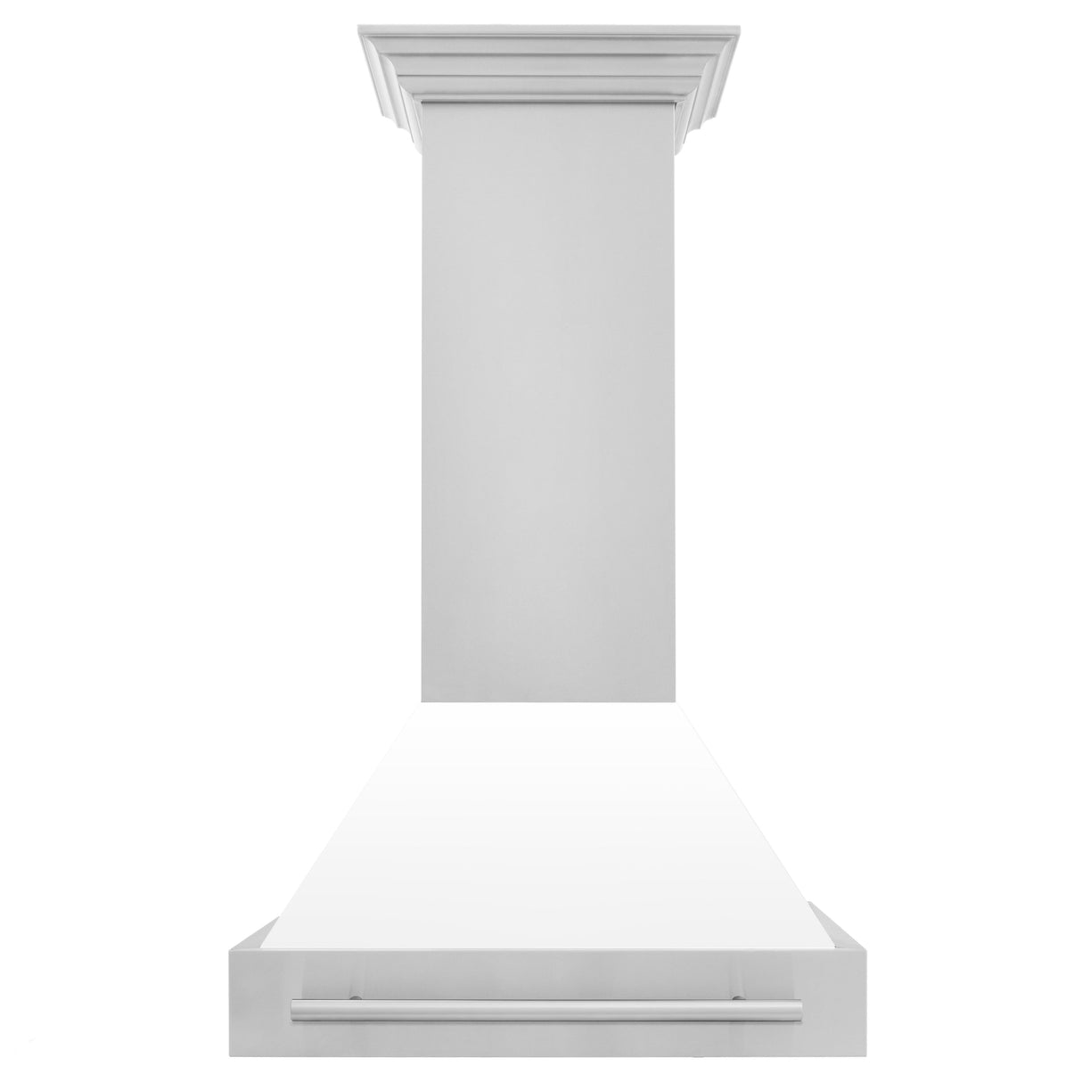 ZLINE 30" Stainless Steel Range Hood with White Matte Shell and Stainless Steel Handle (8654STX-WM-30)