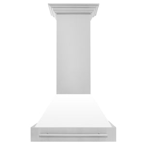 ZLINE 30" Stainless Steel Range Hood with White Matte Shell and Stainless Steel Handle (8654STX-WM-30)