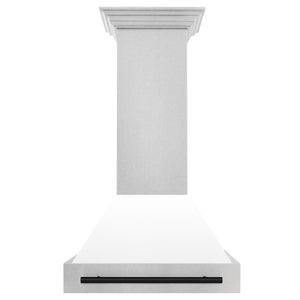 ZLINE 30" Autograph Edition Fingerprint Resistant Stainless Steel Range Hood with White Matte Shell and Champagne Bronze Handle (8654SNZ-WM30-CB)