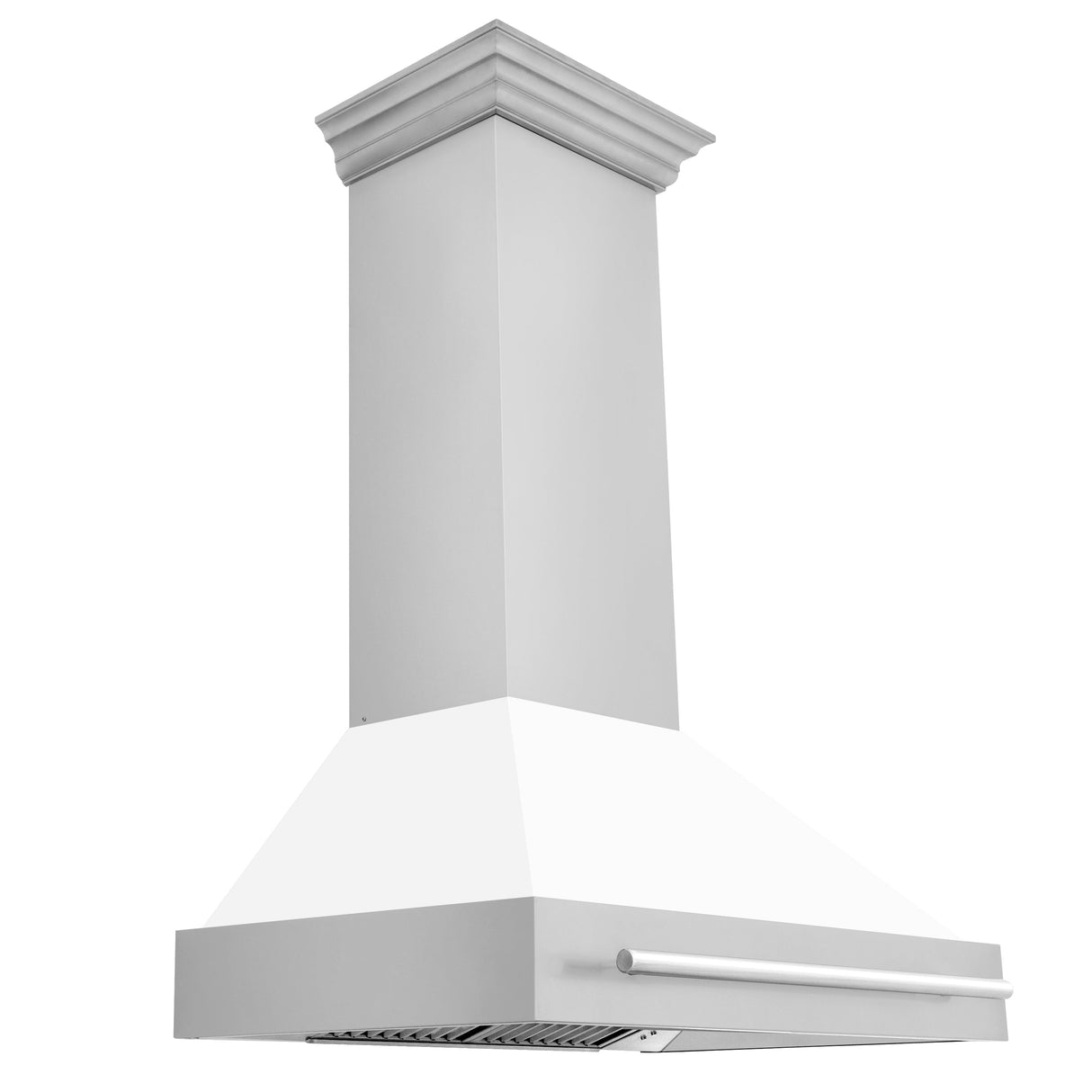 ZLINE 36" Stainless Steel Range Hood with White Matte Shell and Stainless Steel Handle (8654STX-WM-36)