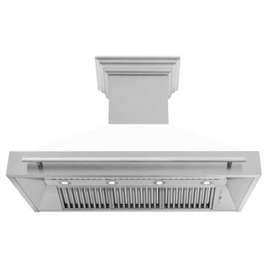 ZLINE 48" Fingerprint Resistant Stainless Steel Range Hood with White Matte Shell (8654SNX-WM-48)