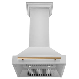 ZLINE 30" Autograph Edition Stainless Steel Range Hood with Stainless Steel Shell and Champagne Bronze Handle (8654STZ-30-CB)