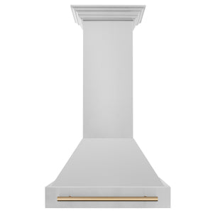 ZLINE 30" Autograph Edition Stainless Steel Range Hood with Stainless Steel Shell and Gold Handle (8654STZ-30-G)